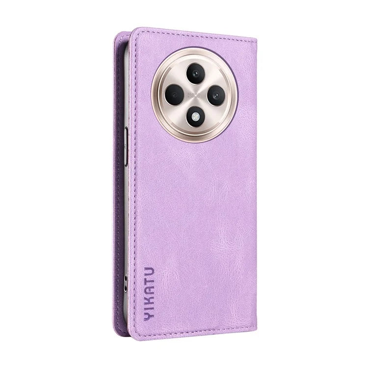 YIKATU YK-004 For Oppo Reno12 F 4G Case Leather Magnetic Auto-Absorbed Phone Cover Skin-Touch