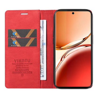 YIKATU YK-004 For Oppo Reno12 F 4G Case Leather Magnetic Auto-Absorbed Phone Cover Skin-Touch