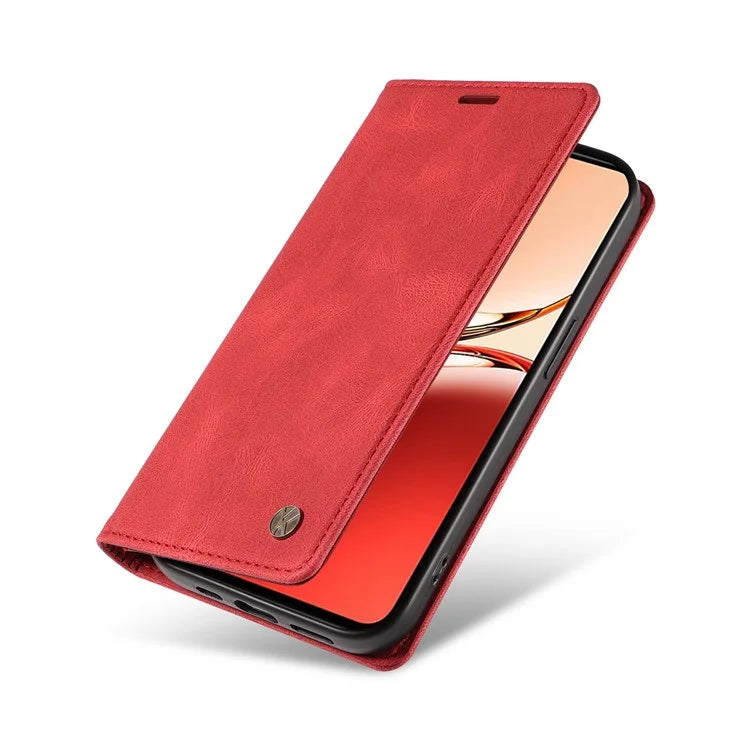 YIKATU YK-004 For Oppo Reno12 F 4G Case Leather Magnetic Auto-Absorbed Phone Cover Skin-Touch