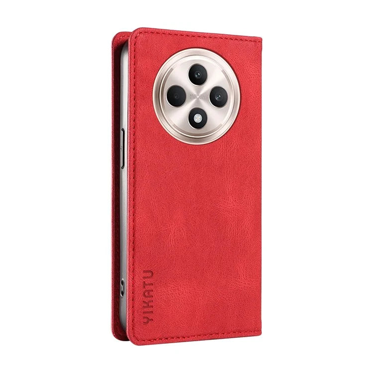 YIKATU YK-004 For Oppo Reno12 F 4G Case Leather Magnetic Auto-Absorbed Phone Cover Skin-Touch