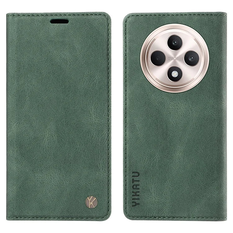 YIKATU YK-004 For Oppo Reno12 F 4G Case Leather Magnetic Auto-Absorbed Phone Cover Skin-Touch