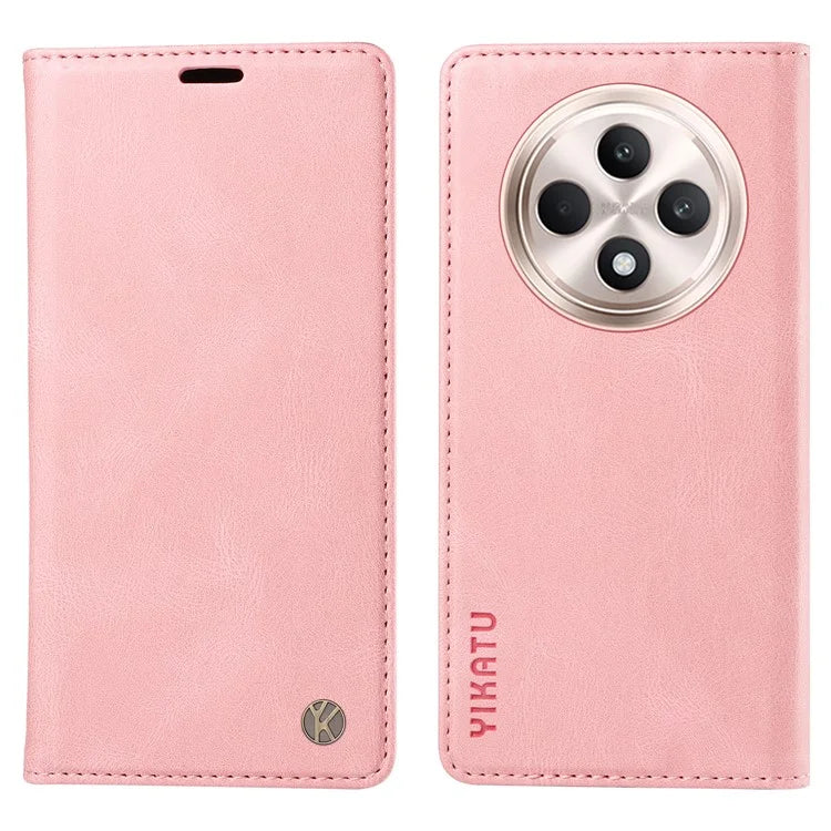 YIKATU YK-004 For Oppo Reno12 F 4G Case Leather Magnetic Auto-Absorbed Phone Cover Skin-Touch