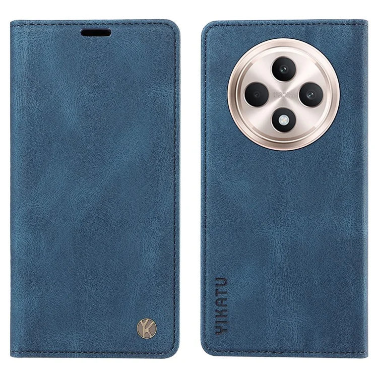 YIKATU YK-004 For Oppo Reno12 F 4G Case Leather Magnetic Auto-Absorbed Phone Cover Skin-Touch