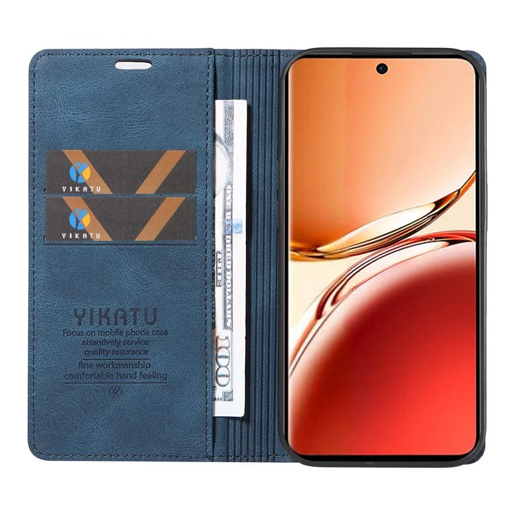 YIKATU YK-004 For Oppo Reno12 F 4G Case Leather Magnetic Auto-Absorbed Phone Cover Skin-Touch