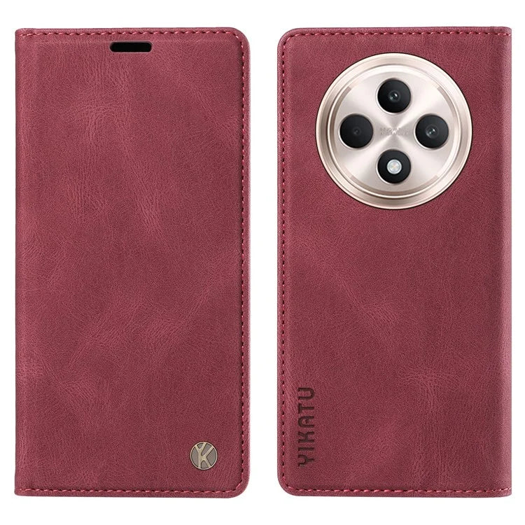 YIKATU YK-004 For Oppo Reno12 F 4G Case Leather Magnetic Auto-Absorbed Phone Cover Skin-Touch