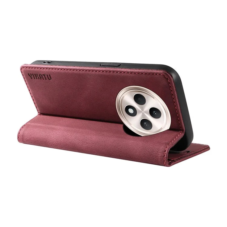 YIKATU YK-004 For Oppo Reno12 F 4G Case Leather Magnetic Auto-Absorbed Phone Cover Skin-Touch