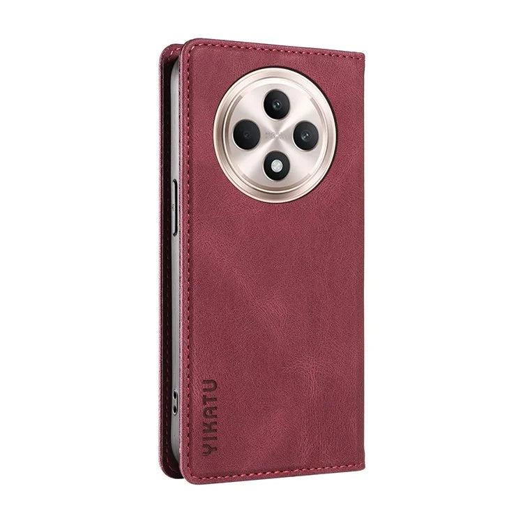 YIKATU YK-004 For Oppo Reno12 F 4G Case Leather Magnetic Auto-Absorbed Phone Cover Skin-Touch