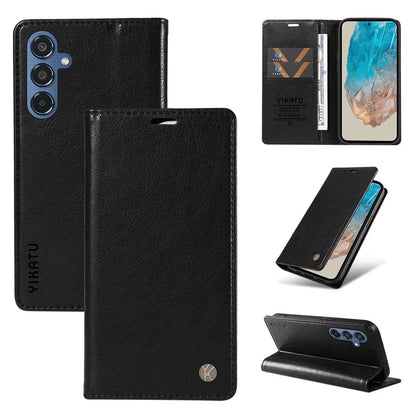 YIKATU YK-006 For Samsung Galaxy M35 5G Case Litchi Grain Leather Wallet Phone Cover