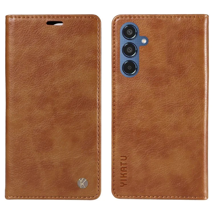 YIKATU YK-006 For Samsung Galaxy M35 5G Case Litchi Grain Leather Wallet Phone Cover