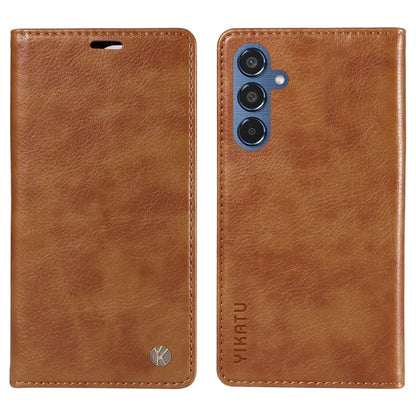 YIKATU YK-006 For Samsung Galaxy M35 5G Case Litchi Grain Leather Wallet Phone Cover