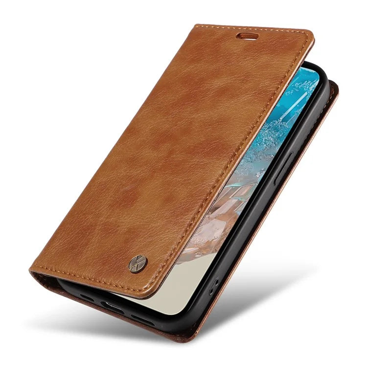 YIKATU YK-006 For Samsung Galaxy M35 5G Case Litchi Grain Leather Wallet Phone Cover