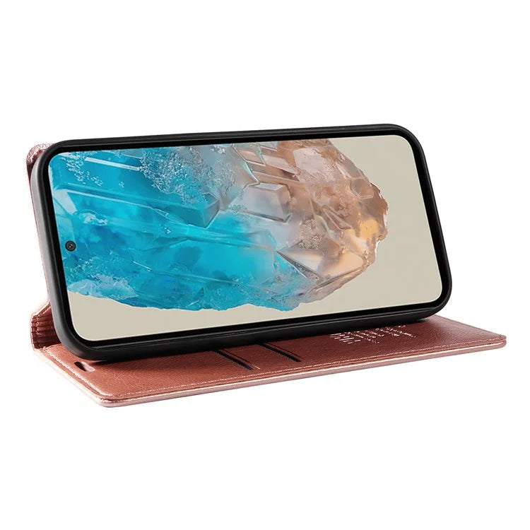 YIKATU YK-006 For Samsung Galaxy M35 5G Case Litchi Grain Leather Wallet Phone Cover