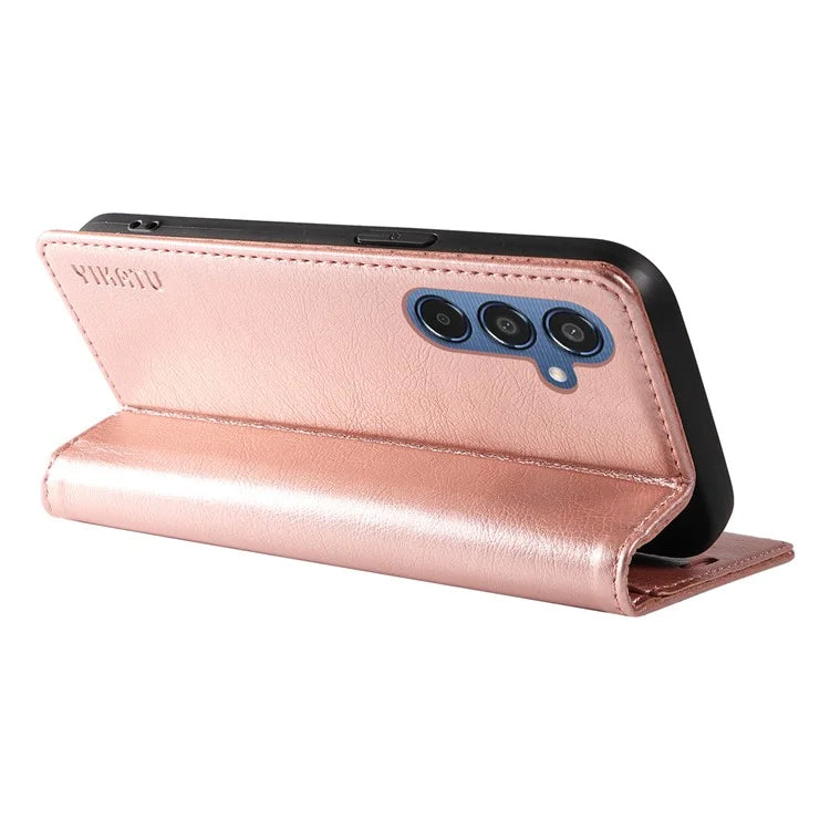 YIKATU YK-006 For Samsung Galaxy M35 5G Case Litchi Grain Leather Wallet Phone Cover
