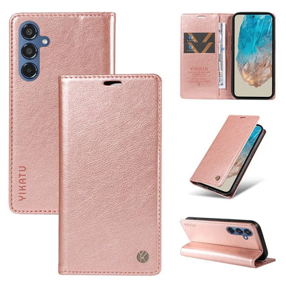 YIKATU YK-006 For Samsung Galaxy M35 5G Case Litchi Grain Leather Wallet Phone Cover
