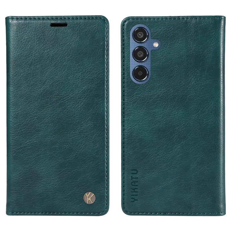 YIKATU YK-006 For Samsung Galaxy M35 5G Case Litchi Grain Leather Wallet Phone Cover
