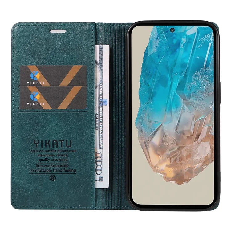 YIKATU YK-006 For Samsung Galaxy M35 5G Case Litchi Grain Leather Wallet Phone Cover