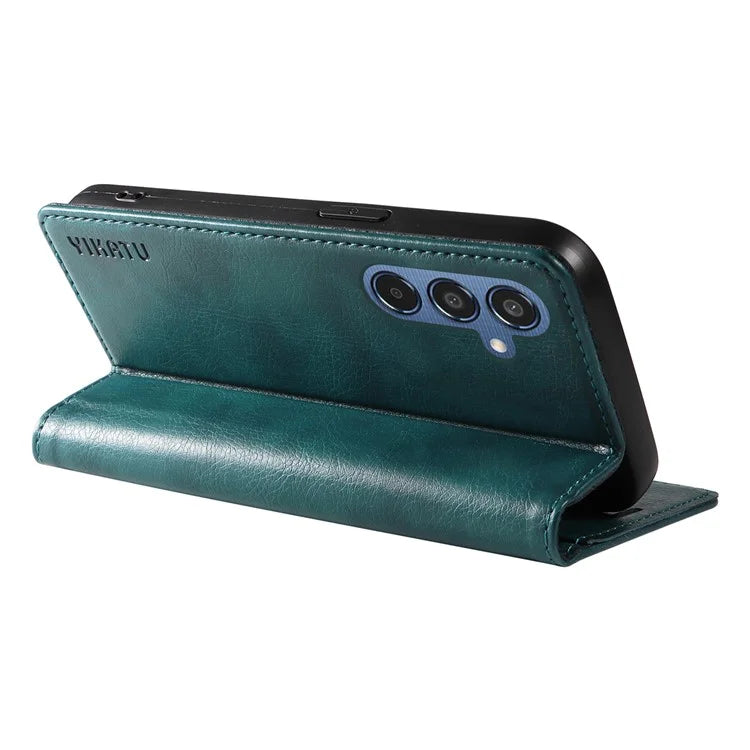 YIKATU YK-006 For Samsung Galaxy M35 5G Case Litchi Grain Leather Wallet Phone Cover