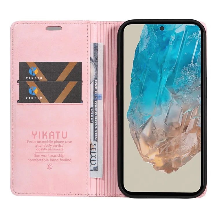 YIKATU YK-006 For Samsung Galaxy M35 5G Case Litchi Grain Leather Wallet Phone Cover