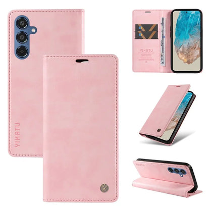 YIKATU YK-006 For Samsung Galaxy M35 5G Case Litchi Grain Leather Wallet Phone Cover
