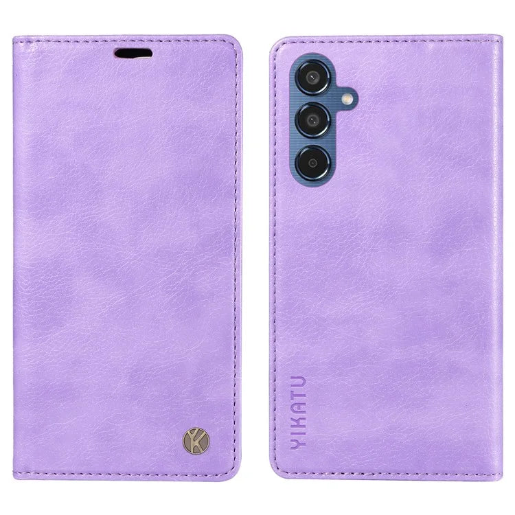 YIKATU YK-006 For Samsung Galaxy M35 5G Case Litchi Grain Leather Wallet Phone Cover