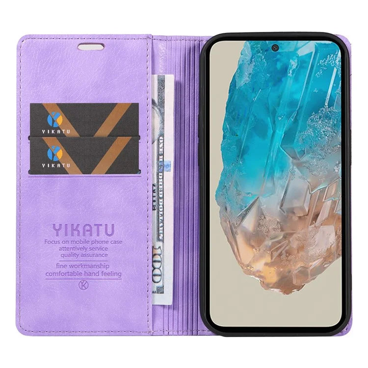 YIKATU YK-006 For Samsung Galaxy M35 5G Case Litchi Grain Leather Wallet Phone Cover
