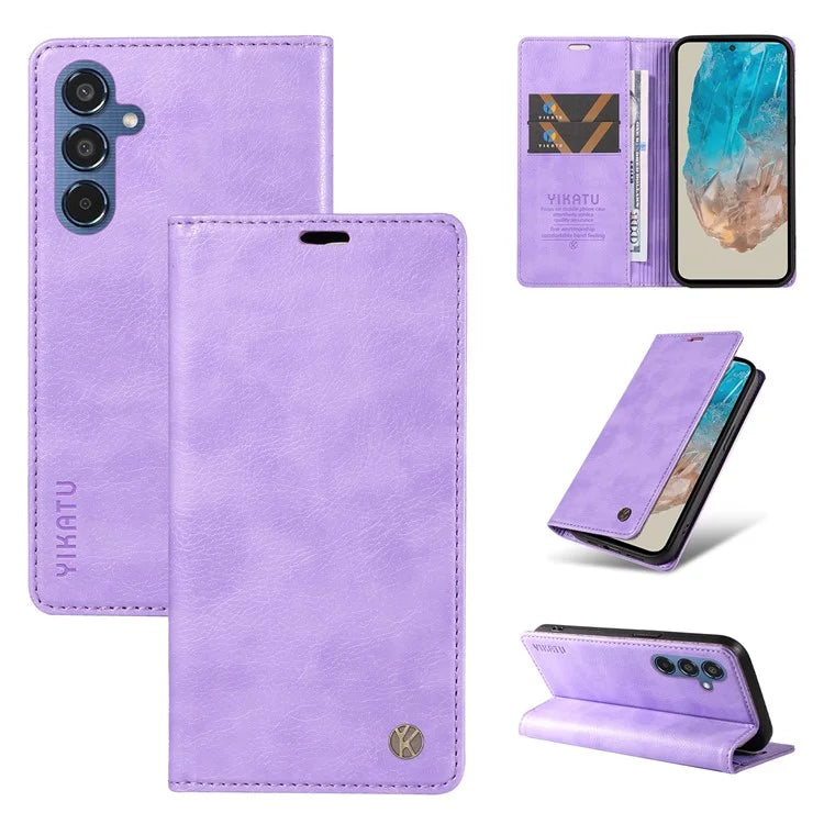YIKATU YK-006 For Samsung Galaxy M35 5G Case Litchi Grain Leather Wallet Phone Cover