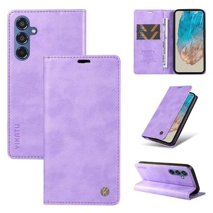 YIKATU YK-006 For Samsung Galaxy M35 5G Case Litchi Grain Leather Wallet Phone Cover