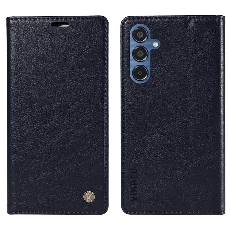 YIKATU YK-006 For Samsung Galaxy M35 5G Case Litchi Grain Leather Wallet Phone Cover
