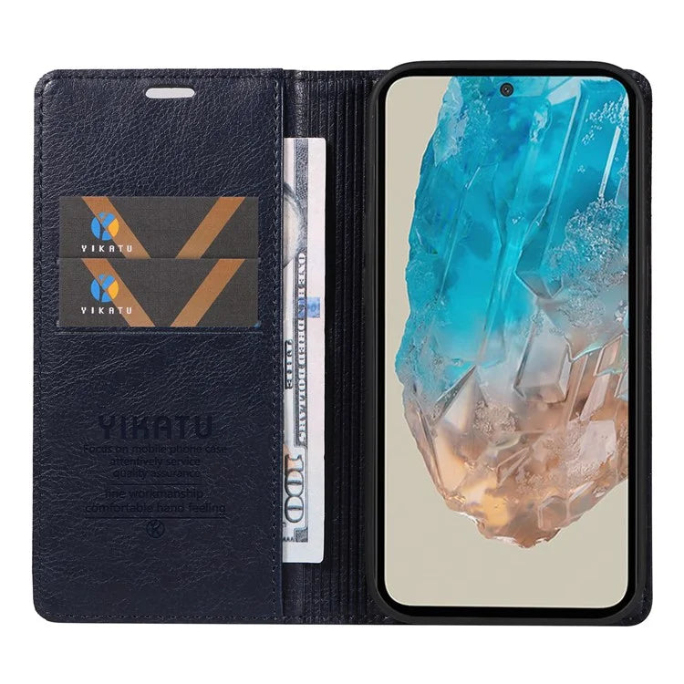 YIKATU YK-006 For Samsung Galaxy M35 5G Case Litchi Grain Leather Wallet Phone Cover