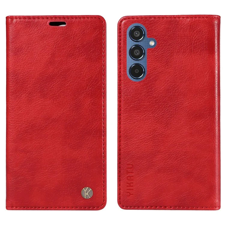 YIKATU YK-006 For Samsung Galaxy M35 5G Case Litchi Grain Leather Wallet Phone Cover