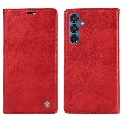 YIKATU YK-006 For Samsung Galaxy M35 5G Case Litchi Grain Leather Wallet Phone Cover