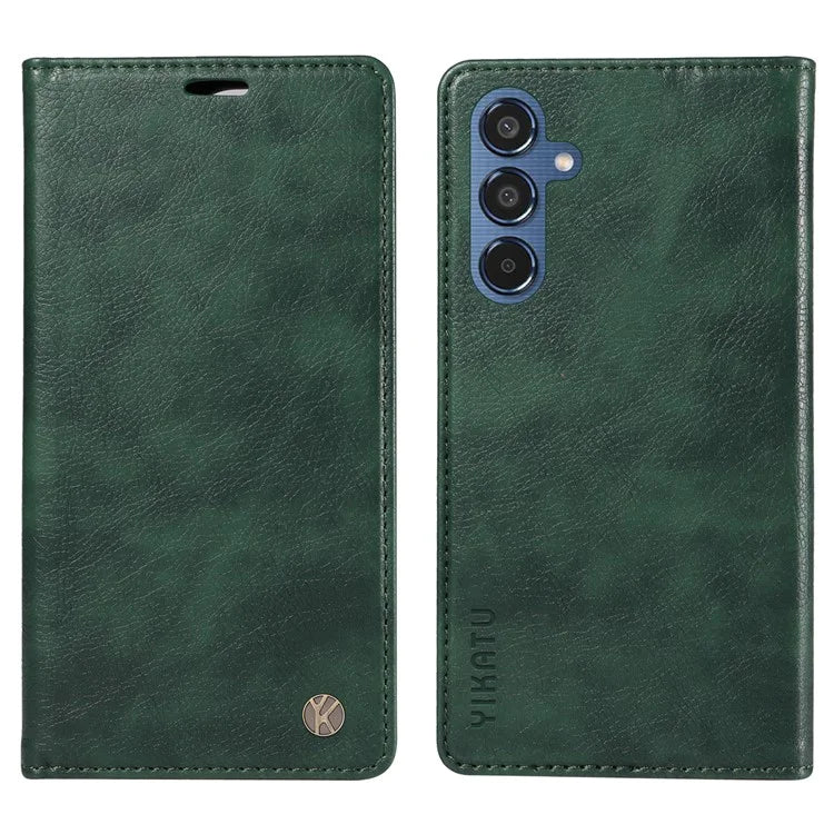 YIKATU YK-006 For Samsung Galaxy M35 5G Case Litchi Grain Leather Wallet Phone Cover
