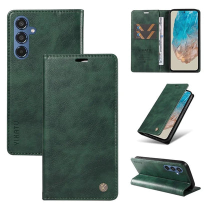 YIKATU YK-006 For Samsung Galaxy M35 5G Case Litchi Grain Leather Wallet Phone Cover