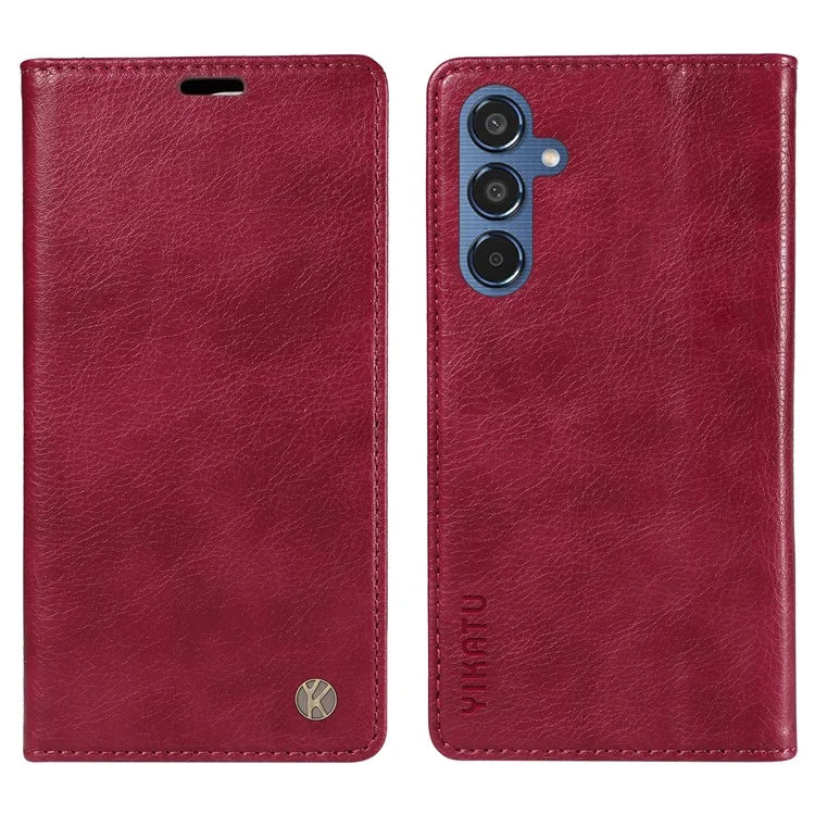 YIKATU YK-006 For Samsung Galaxy M35 5G Case Litchi Grain Leather Wallet Phone Cover