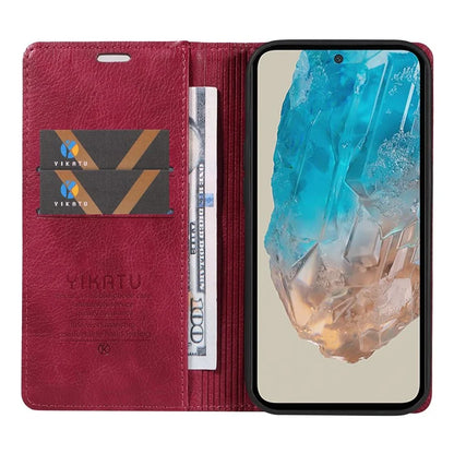 YIKATU YK-006 For Samsung Galaxy M35 5G Case Litchi Grain Leather Wallet Phone Cover