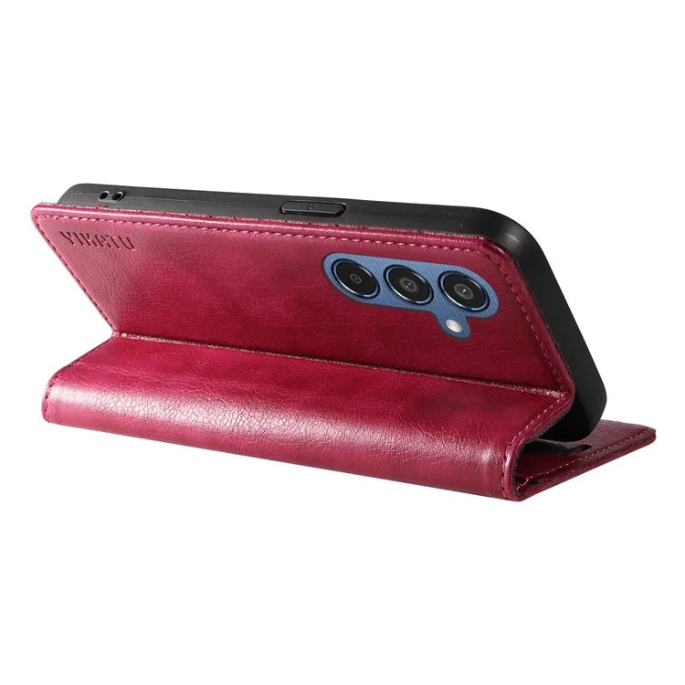 YIKATU YK-006 For Samsung Galaxy M35 5G Case Litchi Grain Leather Wallet Phone Cover