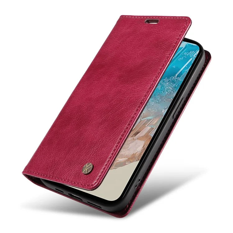 YIKATU YK-006 For Samsung Galaxy M35 5G Case Litchi Grain Leather Wallet Phone Cover