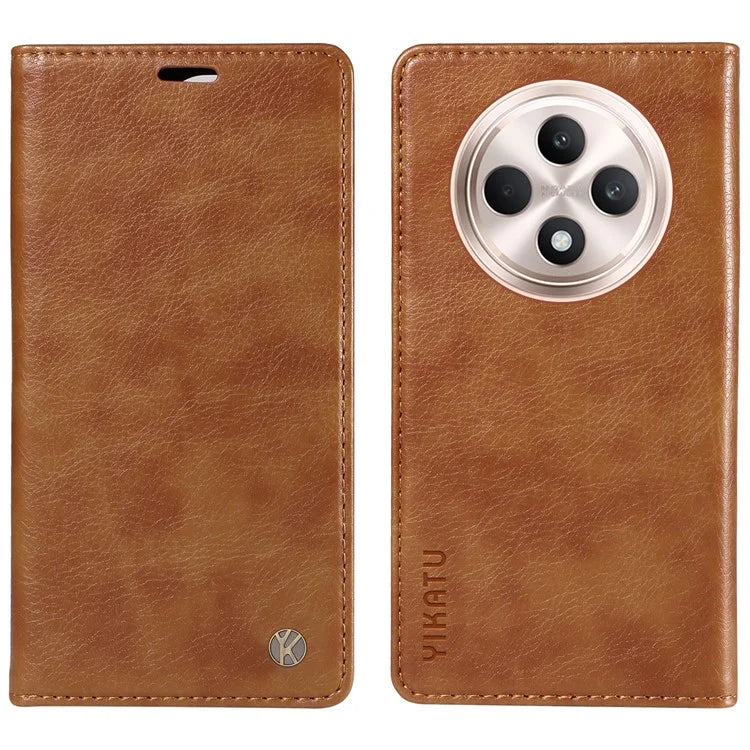 YIKATU YK-006 For Oppo Reno12 F 4G Case Wallet Litchi Grain Leather Phone Cover Magnetic Auto-Absorbed