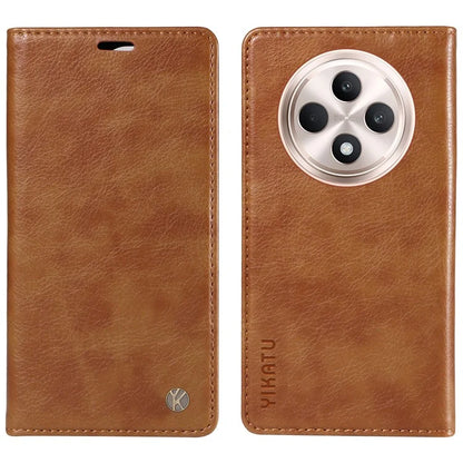 YIKATU YK-006 For Oppo Reno12 F 4G Case Wallet Litchi Grain Leather Phone Cover Magnetic Auto-Absorbed