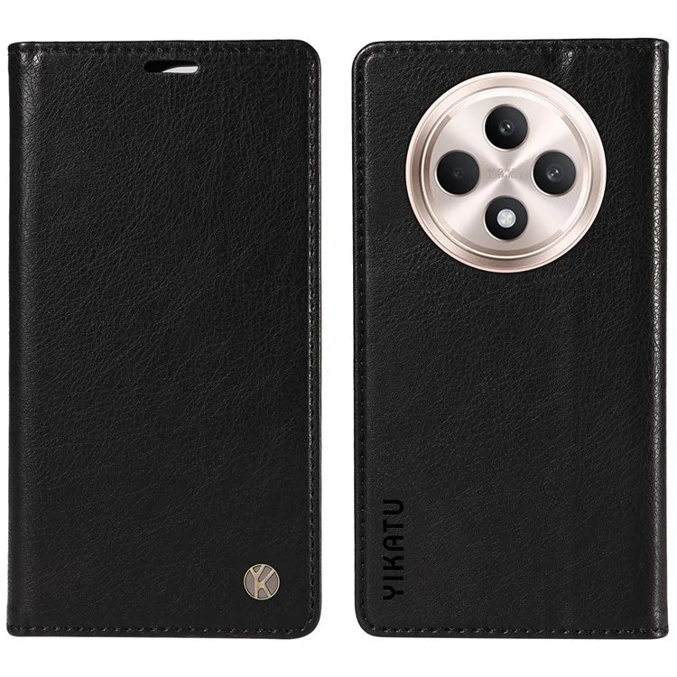 YIKATU YK-006 For Oppo Reno12 F 4G Case Wallet Litchi Grain Leather Phone Cover Magnetic Auto-Absorbed
