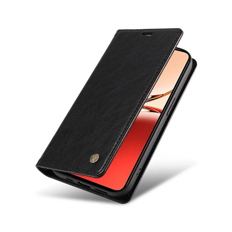 YIKATU YK-006 For Oppo Reno12 F 4G Case Wallet Litchi Grain Leather Phone Cover Magnetic Auto-Absorbed