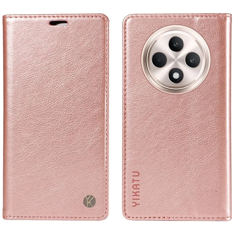 YIKATU YK-006 For Oppo Reno12 F 4G Case Wallet Litchi Grain Leather Phone Cover Magnetic Auto-Absorbed