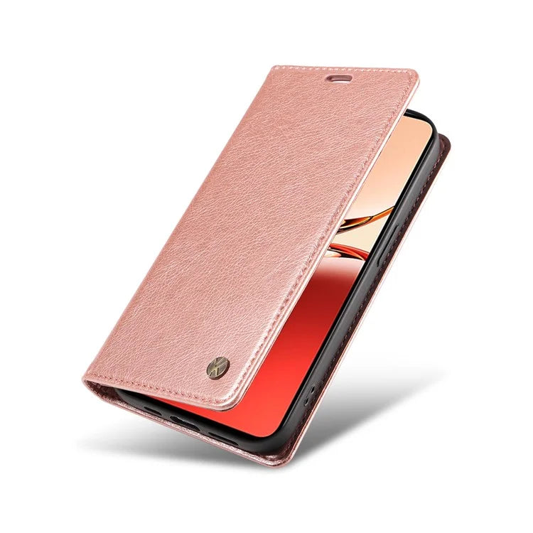 YIKATU YK-006 For Oppo Reno12 F 4G Case Wallet Litchi Grain Leather Phone Cover Magnetic Auto-Absorbed
