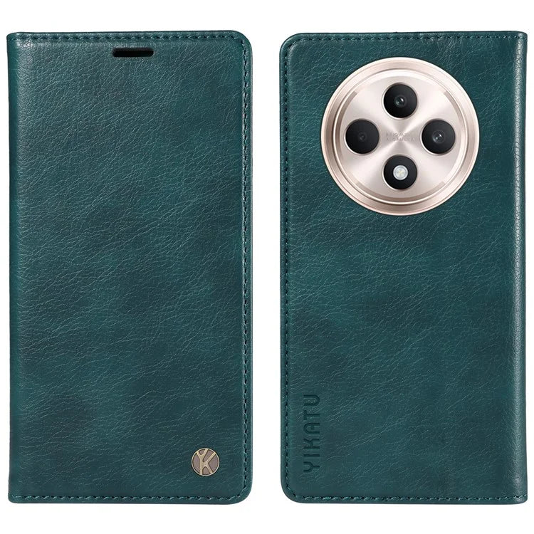 YIKATU YK-006 For Oppo Reno12 F 4G Case Wallet Litchi Grain Leather Phone Cover Magnetic Auto-Absorbed