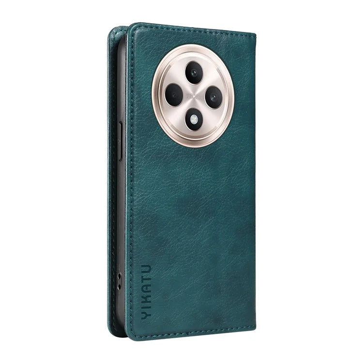 YIKATU YK-006 For Oppo Reno12 F 4G Case Wallet Litchi Grain Leather Phone Cover Magnetic Auto-Absorbed