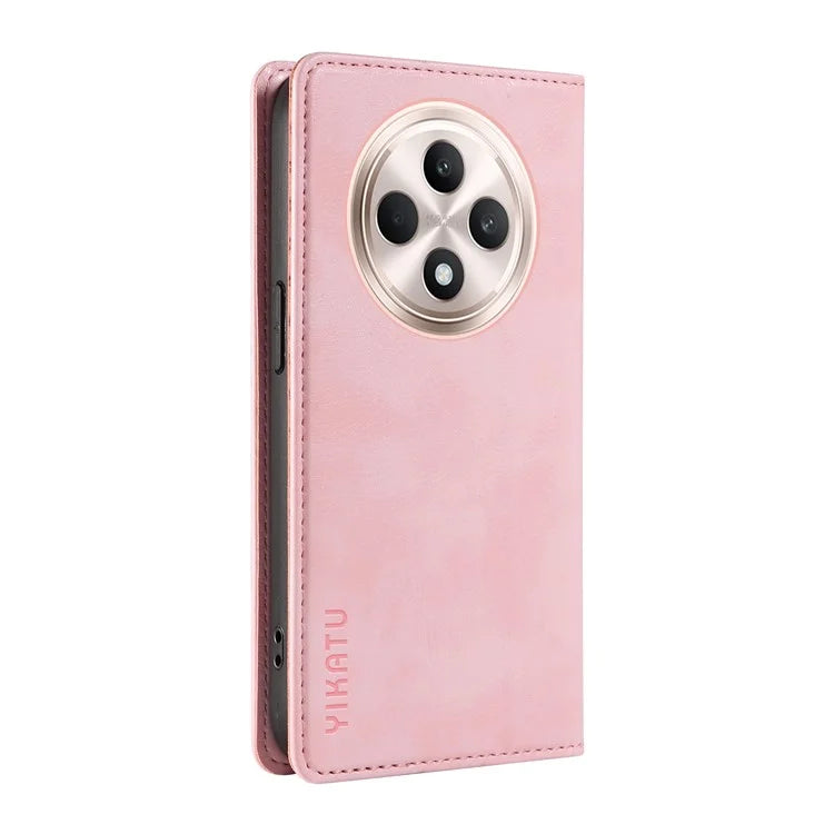 YIKATU YK-006 For Oppo Reno12 F 4G Case Wallet Litchi Grain Leather Phone Cover Magnetic Auto-Absorbed
