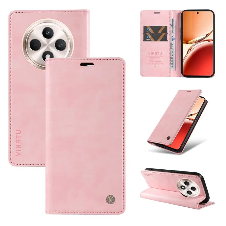 YIKATU YK-006 For Oppo Reno12 F 4G Case Wallet Litchi Grain Leather Phone Cover Magnetic Auto-Absorbed