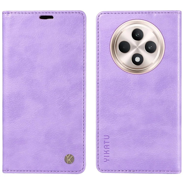YIKATU YK-006 For Oppo Reno12 F 4G Case Wallet Litchi Grain Leather Phone Cover Magnetic Auto-Absorbed