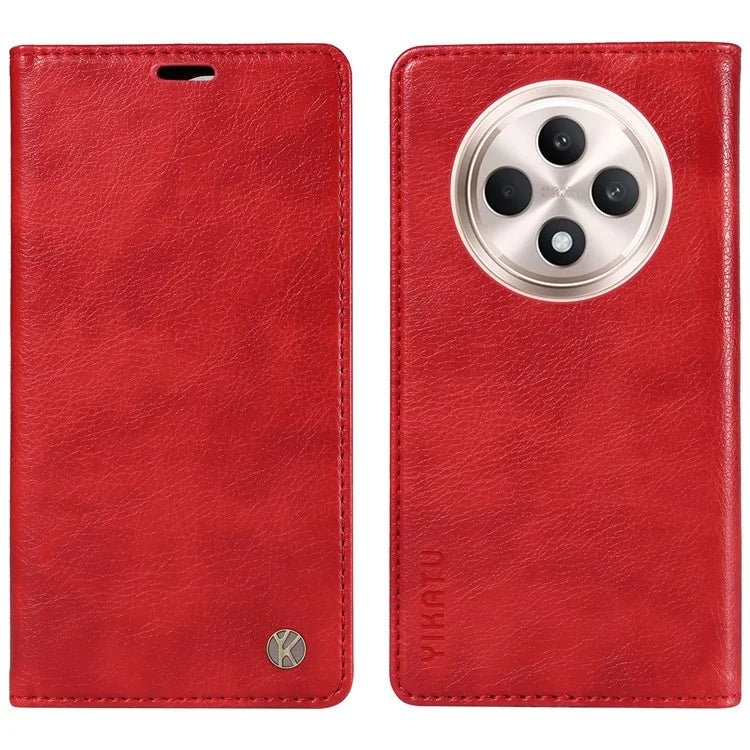 YIKATU YK-006 For Oppo Reno12 F 4G Case Wallet Litchi Grain Leather Phone Cover Magnetic Auto-Absorbed