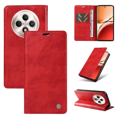 YIKATU YK-006 For Oppo Reno12 F 4G Case Wallet Litchi Grain Leather Phone Cover Magnetic Auto-Absorbed